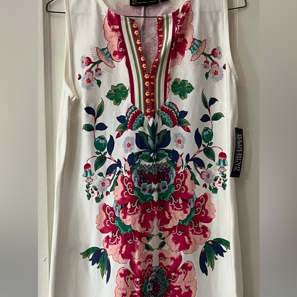 New York & Company Dresses & Skirts - White sleeveless mini dress with floral design